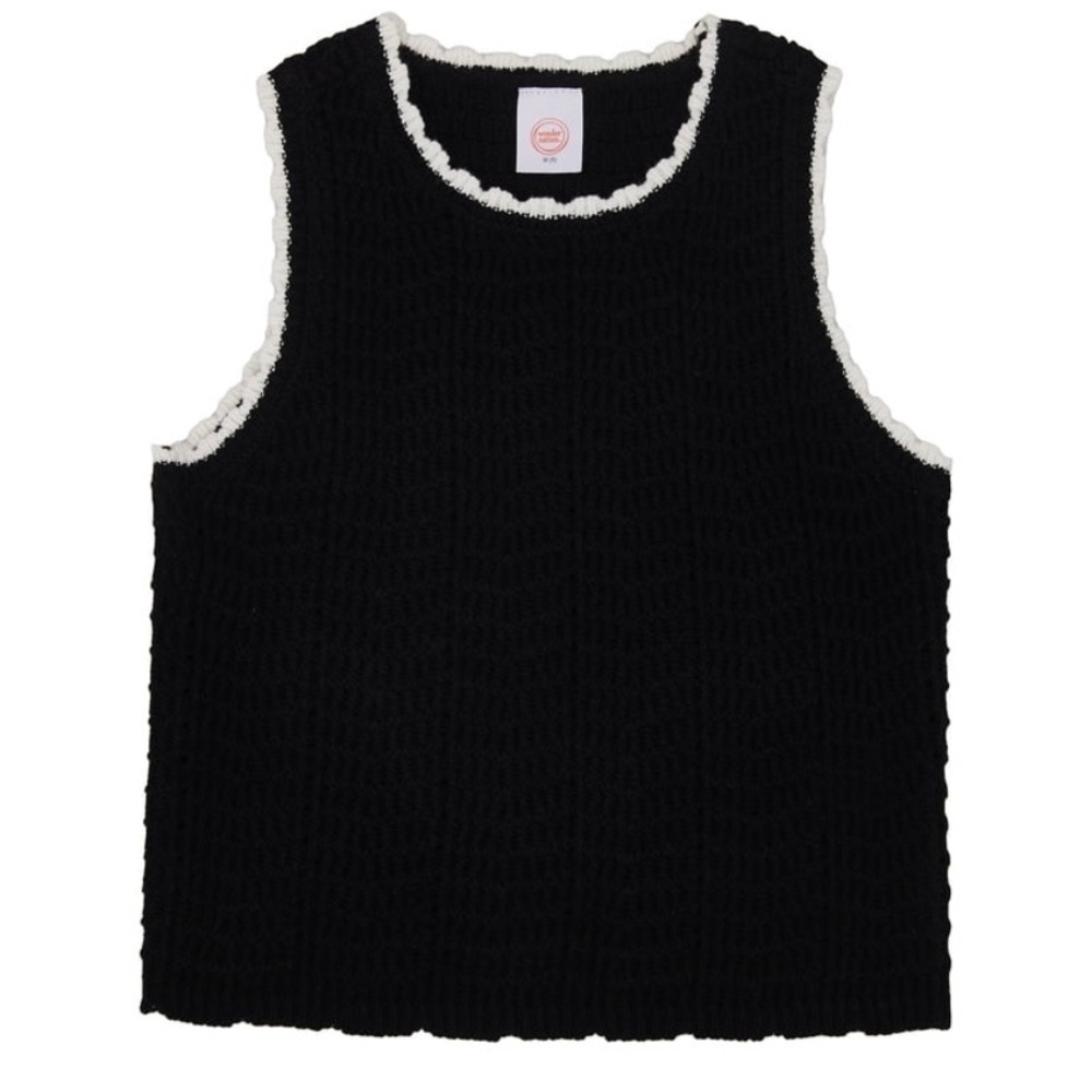 Wonder Nation Girls Black Soot Sweater Tank Crochet Knit Vest XXL 18